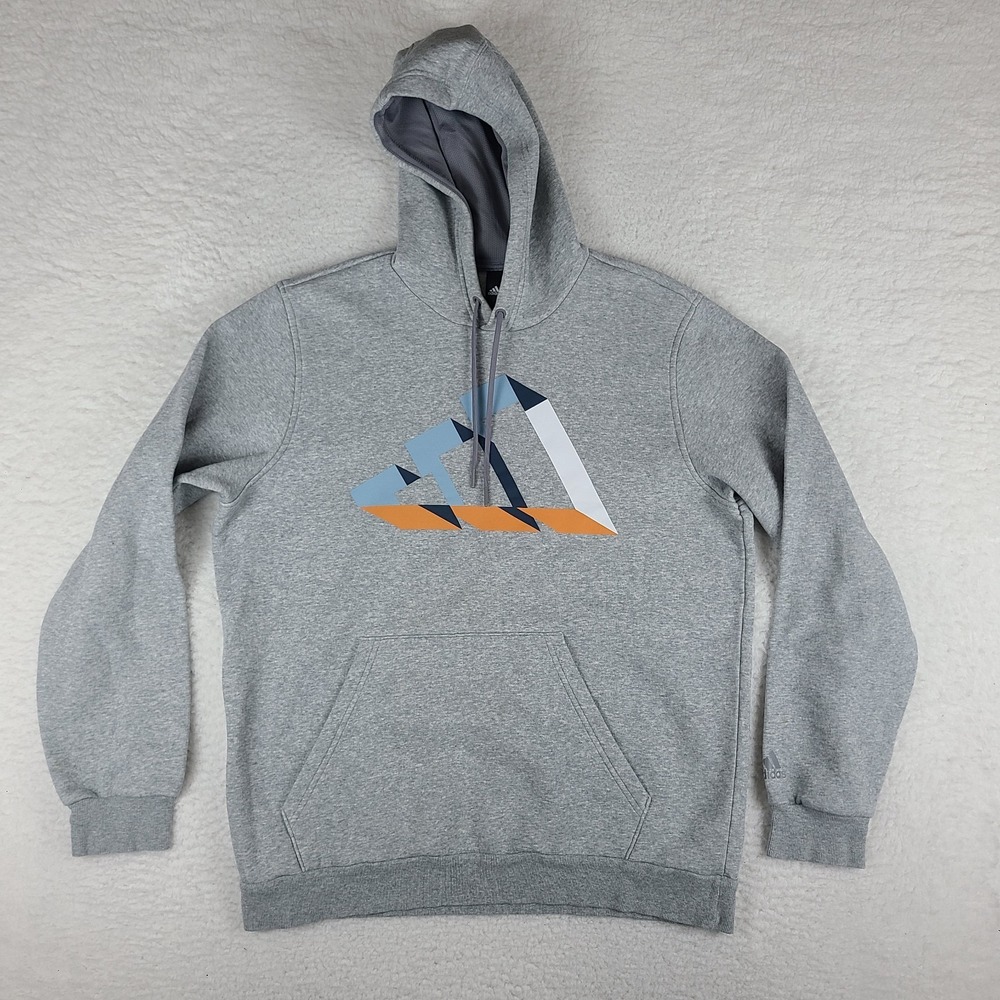 Adidas Hoodie Mens Medium Gray Sweater Activewear Cotton Blend‎ *